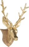 64529 Clayre & Eef Wanddecoratie Rendier 19*17*32 cm Goudkleurig Aluminium Muurdecoratie Wandversiering+