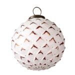 6GL3261 WEIHNACHTSBAUM DEKO Ø 10 CM WEISS ROT GLAS RUND WEIHNACHTSDEKO